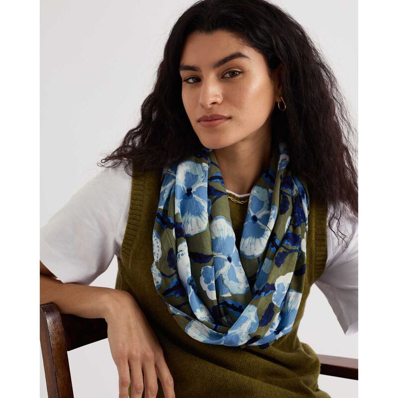 Seasalt Cornwall May Garland Circle Scarf - Spring Pansy Seagrass image number 1